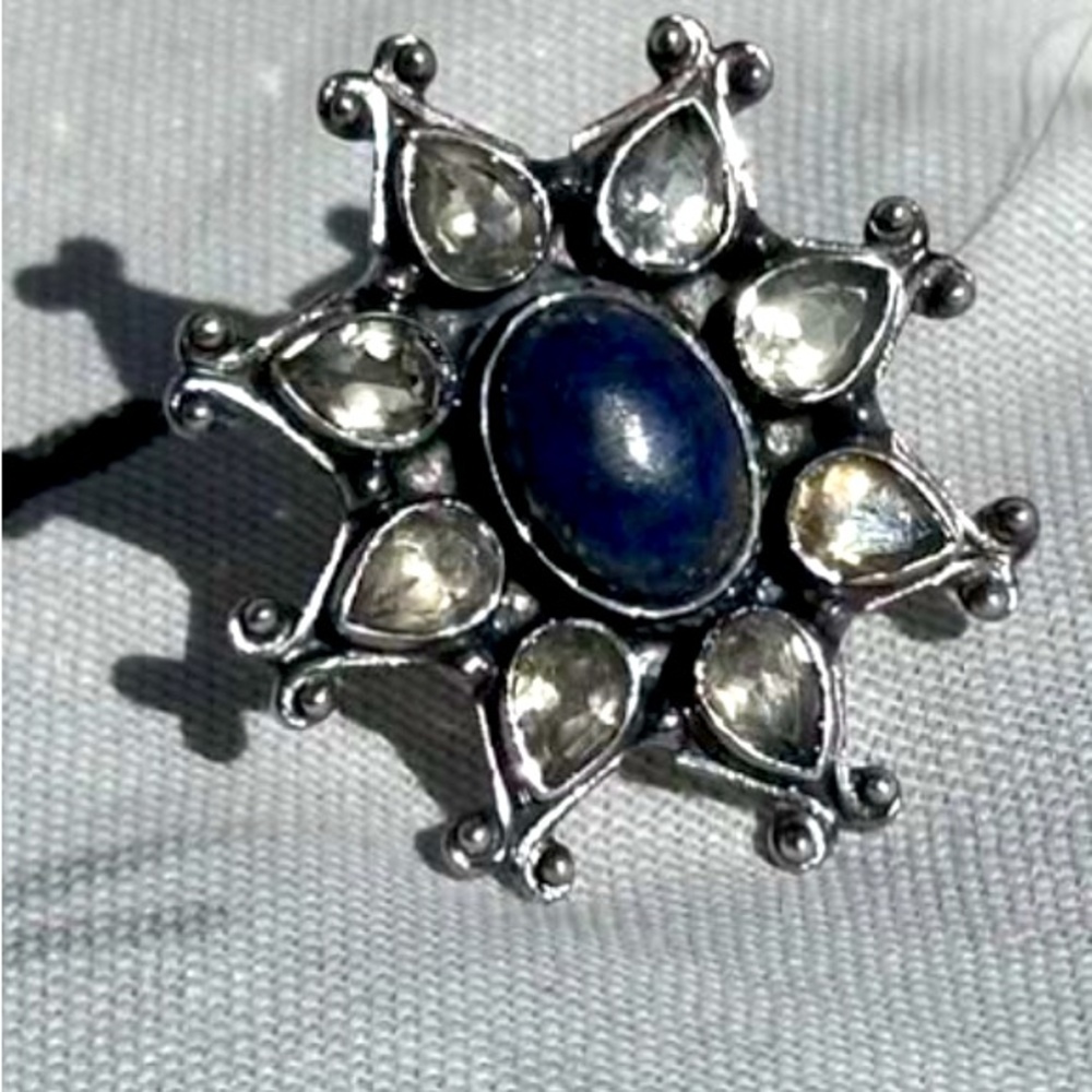 Gorgeous Statement Ring Sterling/Lapis/Citrine-Nicky Butler Style Christmas Gift